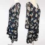CAbi Pirouette Floral Chiffon V-Neck Dress Tiered Ruffle Hem XS Photo 3