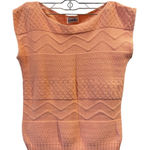 VINTAGE knit Pink Knitted Lightweight Sweater Vest chevron pointelle, Size M Size M Photo 0