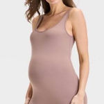 Isabel Maternity‎ Taupe Short Stretch Activewear Unitard Jumpsuit Size Large Brown Photo 0
