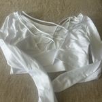 Workout White Long Sleeve Crop Top Size M Photo 1