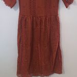 Stevie Hender Burnt Orange Lace Dress Short Sleeve Midi Photo 2