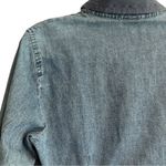 J.Jill Women's Blue Denim Style Button Down Lace Accents Fitted Top Size Medium Photo 13