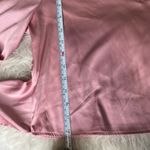 Women's Elegant V Neck Self Tie Knot Long Sleeve Satin Blouse Shirt Top Pink L Size L Photo 13