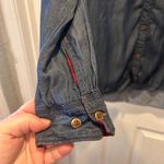 Woolrich  Womens Tencel Chambray Button Down Shirt Long Sleeve Red Plaid Size L Photo 3