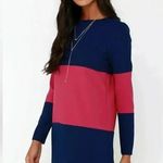 BB Dakota  Dirk Long Sleeve Color Block Shift Dress Plus Size 1X Navy & Red Berry Photo 1