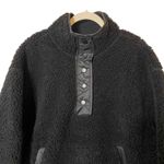 Athleta Women Black Snap Button Zip Pockets Cozy Sherpa Sweatshirt Jacket Size L Photo 1
