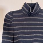 Veronica Beard  Black Metallic Striped Turtleneck Sweater Womens S Fall Structure Photo 3