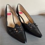 Oscar de la Renta  Black Leather Shoes Size 8.5 Dressy Casual Heels Pumps‎ Office Photo 0