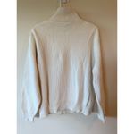 L.L.Bean  Long Sleeve Turtleneck Zip Up Sweater 100% Cotton Cream Women's Size L Photo 1