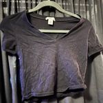 V Neck Cropped T shirt Black Size L Photo 0