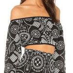 Alice McCALL  Top Anywhere Black White Embroidered Off the Shoulder Crop Top Sz 6 Photo 1