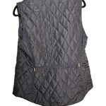 Croft & Barrow  Black Quilted Vest Gold Detail Size Medium Chic Preppy Classic Photo 1