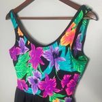 Vintage 60's 70's floral bathing suit skirt dress Black Size L Photo 3