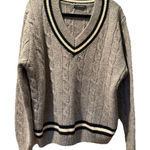 Brandy Melville  Sweater Womens Large Gray Navy White Cable Knit Wool Pullover Photo 0