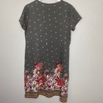 J.Jill Caraway Floral Crew Neck Sheath Style T Shirt Dress * Gray Red * Medium Photo 5
