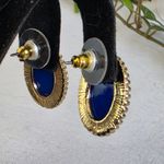 Statement Bib Necklace Gold Chain And Jewel Tone Colors Blue Photo 7