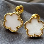 Anthropologie 18K Pearlized Clover Earrings Glamorous  Photo 0