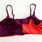 Athleta [] Orange Purple Asymmetrical Colorblock Scoop Neck Bikini Top Size XL Photo 3