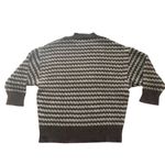 ZARA Brown Ivory Striped Oversized Slouchy Wool Crewneck Knit Sweater Size L Photo 12