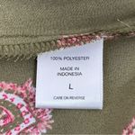 New York & Company Paisley Bell Sleeve Bow Back Blouse Shirt Olive Green Large Green Photo 12