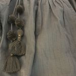 Poupette St Barth Long Sleeve Off Shoulder Tassle Tie Blouse Green Gold Shimmer Size M Photo 13