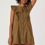 Anthropologie Pilcro Flutter-Sleeve Button Down Tunic Mini Dress Military XS Photo 0