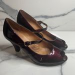 Sofft | Women's Burgundy Patient Leather Peep Toe Octavia Mary Jane Pumps Sz 9.5 Red Photo 0
