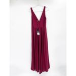 La Femme Plunge Neck A-Line Dark Berry Red Formal Evening Gown Size 14 NWT Photo 6