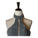 La Femme  Dress Women 00‎ Gray Gunmetal Beaded High Neck Cut Out Formal Gown Prom Photo 6