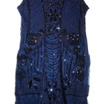 Kaymiga Women's Navy Blue Beaded Sequin Flapper Dress V Photo 0