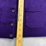 Halogen Cardigan Sweater Tight Knit 100% Merino Wool Womens Medium V-Neck Purple Photo 5