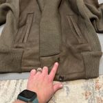 Made in Italy Luxury Shearling Lined Leather Bomber Jacket Womens Olive Green Brown Photo 9