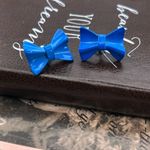 Vintage 90s Blue Bow Stud Earrings Photo 4