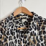 Kenneth Cole New York Animal Print Sheer Blouse Button Up Tunic Length size L Tan Size L Photo 3