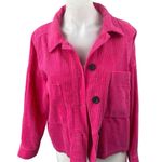ZARA Pink Corduroy Velvet Velour Button Collar Pockets Long Sleeve Coat Jacket L Photo 0