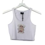 White Fox Boutique NWT  Angel Eyes Crop Tank Top Ribbed Cherub White Size Large Photo 0