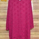 Catherine's Plum Magenta Blouse Top Size 4X Lacey Floral Pattern Stretch Purple Photo 6