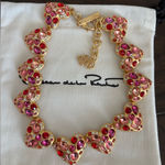 Oscar de la Renta  Vibrant Pink and Gold Necklace Photo 0