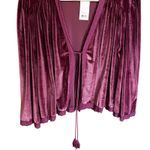 Mainstrip Velvet Kimono Jacket Small Pink Boho Lace Trim Open Front Tassel Tie Photo 1