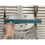 Myra Hair On Cowhide Leather Canvas Paisley Shoulder Bag Boho Gray/Tan Photo 3