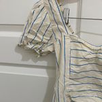 True Destiny  Cream and Blue Striped Blouse Photo 5