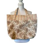 Fabric Tote Used Striped Paisley Gingham Red Beige Excellent Condition Photo 3