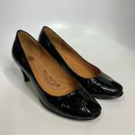 Sofft black patent leather heels pumps peep toe size 7.5 dressy black tie Photo 1
