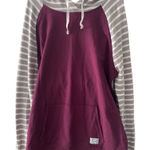 Orvis  Color‎ Block Pullover Long White/Gray Stripped Sleeves & Hoodie Size L Photo 0