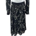 H&M Black White Printed Tie Neck Long Sleeve Blouse Midi Skirt 2-Piece Set Sz 14 Photo 3