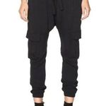 Ulla Johnson  Black Crepe Cargo Dropped Waist Jogger Sweatpants Womens 2 Goth Photo 0
