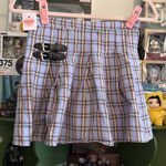 Plaid Pleated Skirt with Buckle Detail Purple Size M Photo 0