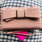 Betsey Johnson Pale Pink Croc Embossed Bow Wallet NWT Wristlet Card Holder Photo 3