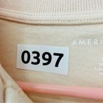 American Eagle  Short Sleeve Polo Cropped Shirt Woman’s Size XS Light Pink Cream Photo 10