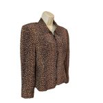 Allison Taylor  Animal Print Silk Blazer Jacket Full Zip Lined Black Brown Size S Photo 1